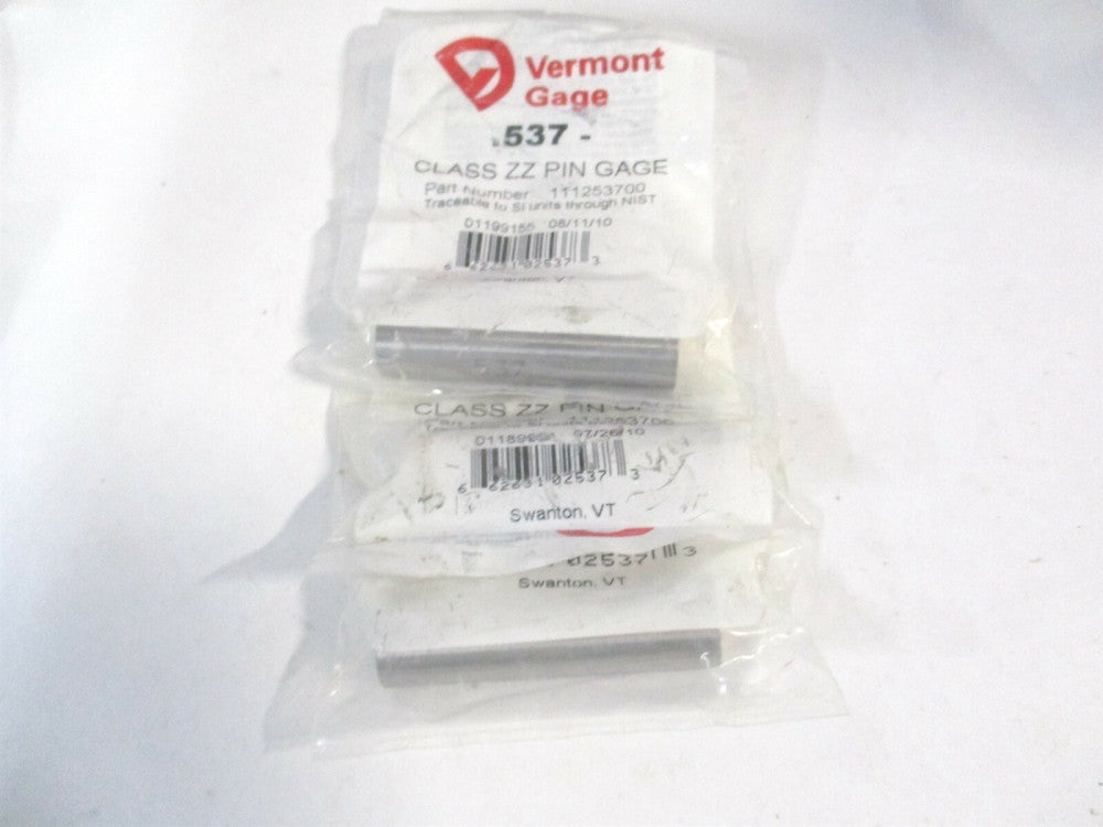 Vermont Gage (111253700) 0.537" Diam Class ZZ Minus Plug & Pin Gage - Lot of 3