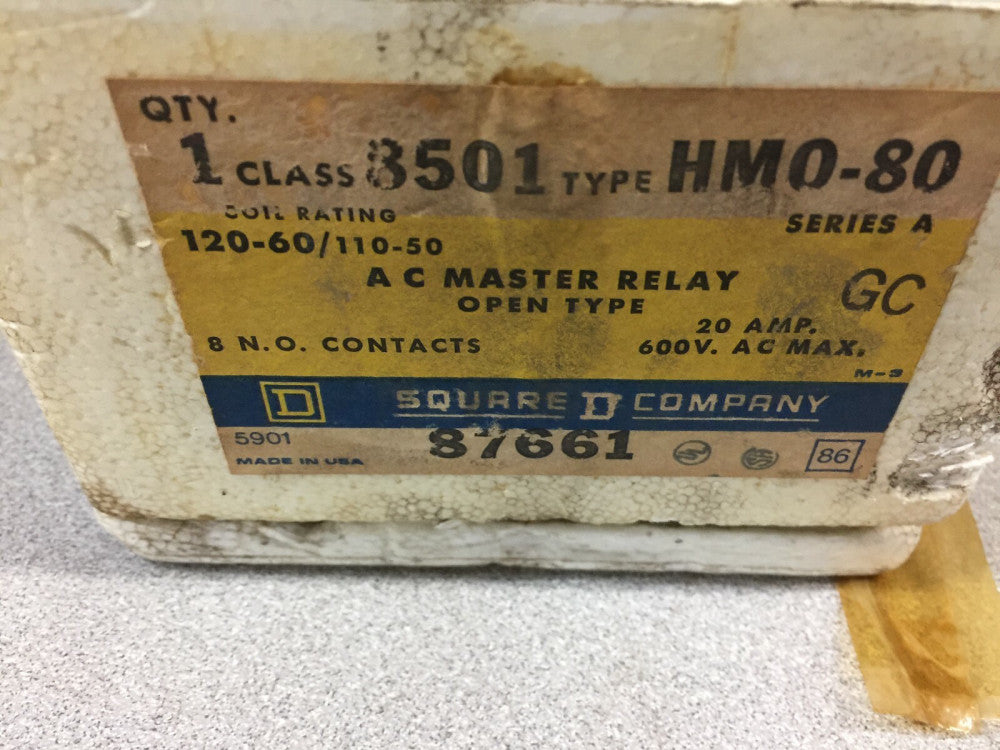 NEW IN BOX SQUARE D 120VAC COIL AC MASTER RELAY 8501HMO-80