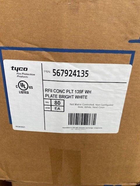 Lot of 80 TYCO RFII Signal WHITE Fire Sprinkler cover plate 135°F 567924135