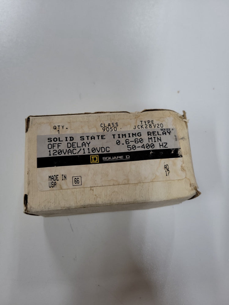 New Old Stock! Square D 9050JCK28V20 Solid State Time Delay Relay