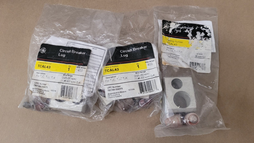 Lot Of 3 GE TCAL43 400 Amp Circuit Breaker Lug Kits TJC TJJ TJK 2/0-250 Kcmil