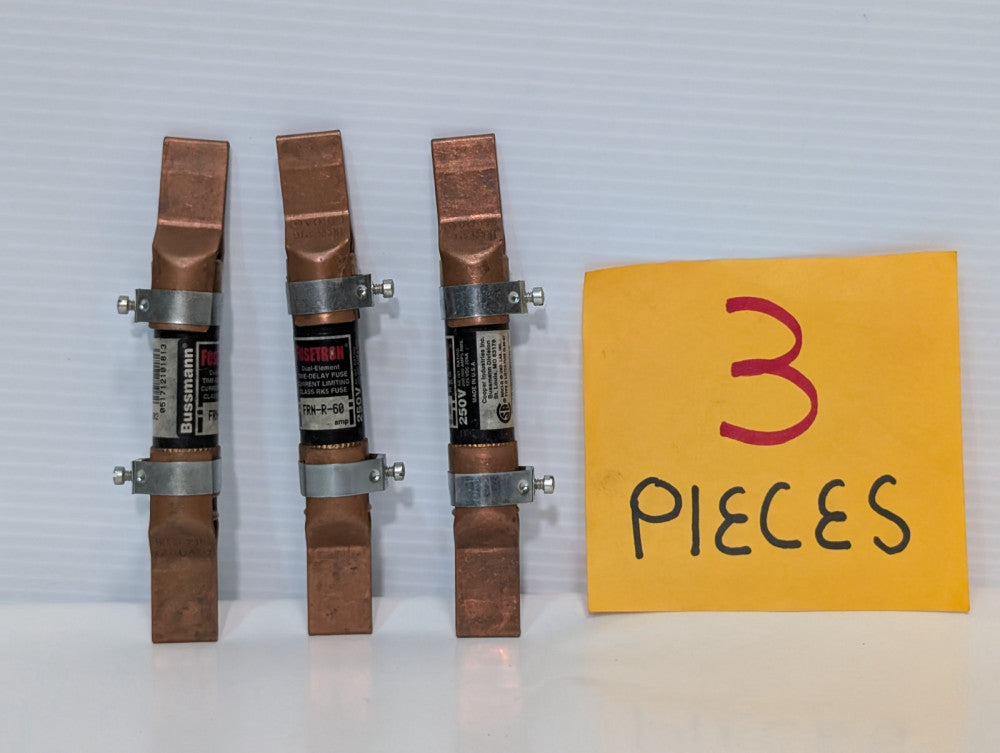 Lot of 3 Cooper 216 Fusetron Bussman Dual Element Time Delay Fuses FRN-R-60A