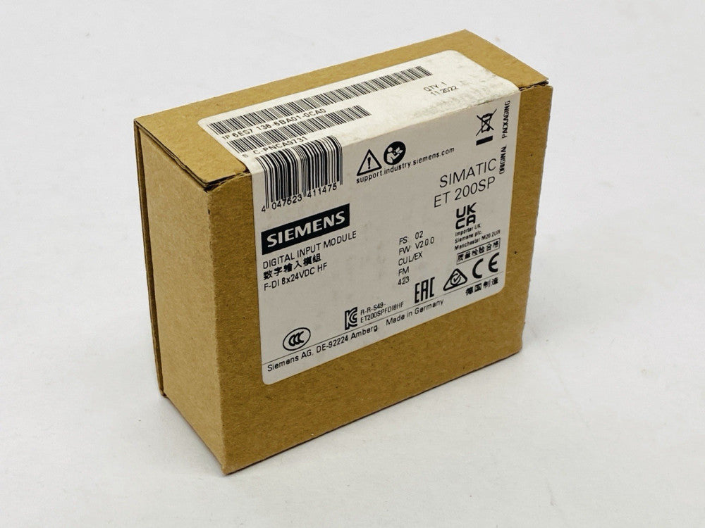 Siemens 6ES7136-6BA01-0CA0 SIMATIC ET 200SP Digital Input Module F-DI 8x 24VDC
