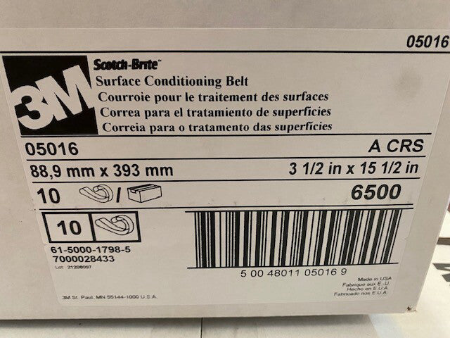 (10 Pack) 3M Scotch-Brite 05016 3-1/2"X15-1/2" A CRS Surfacing Conditioning Belt