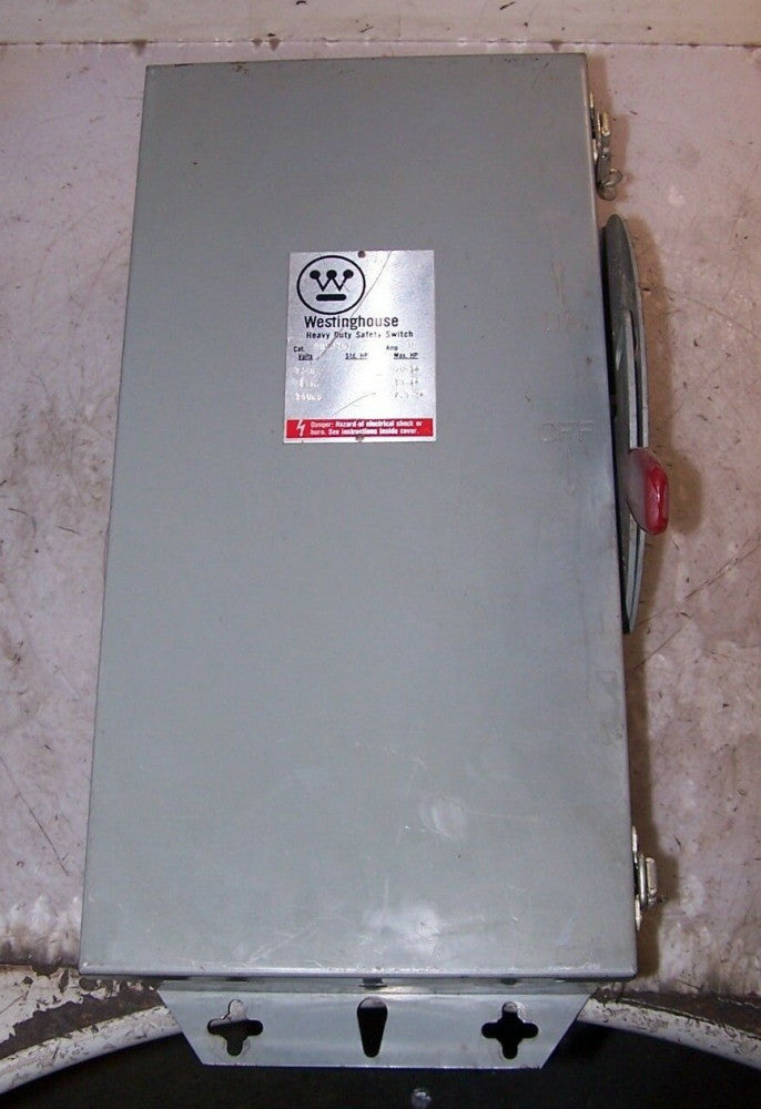 WESTINGHOUSE 30 AMP NON-FUSED SAFETY SWITCH 600 VAC 20 HP 3 PHASE RHUN361