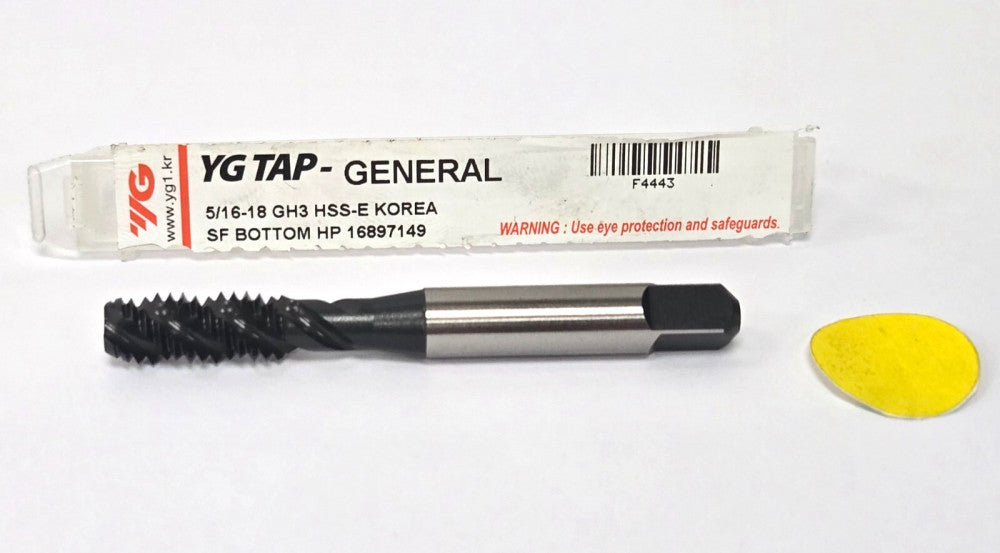 YG1 SPIRAL FLUTE TAP #5/16-18 BOTTOMING TAP