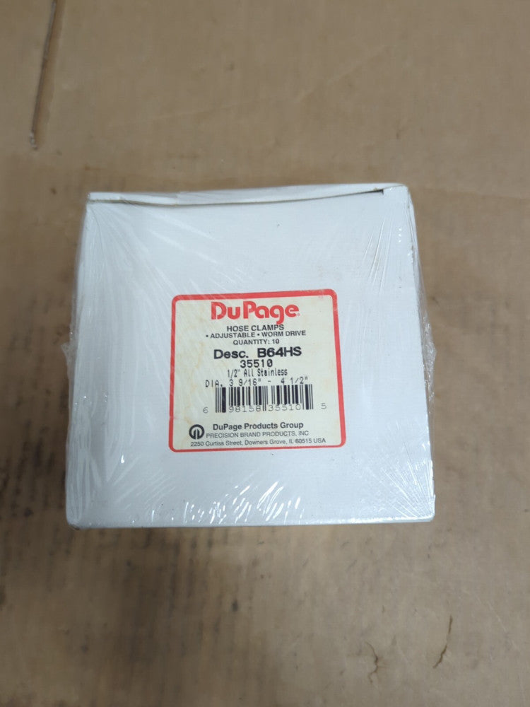 35510 B64HS - Worm Drive Hose Clamp 3-9/16"" - 4-1/2"" Clamping Dia. 10-Pack