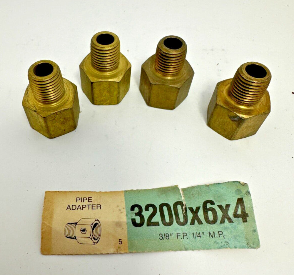 (Lot of 4) Eaton 3200x6x4 Brass Pipe Adapter 3/8" F.P. 1/4" M.P.