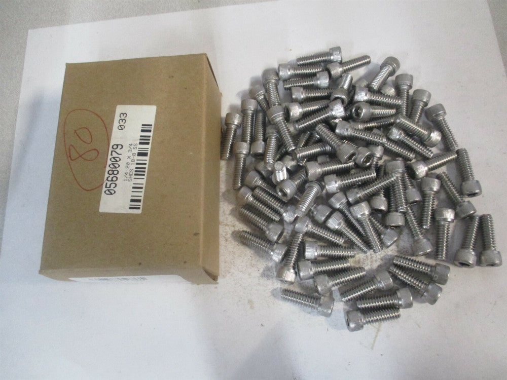 (198622) 1/4-20 UNC 18-8 Stainless Steel Hex Socket Cap Screw - Pack of 80