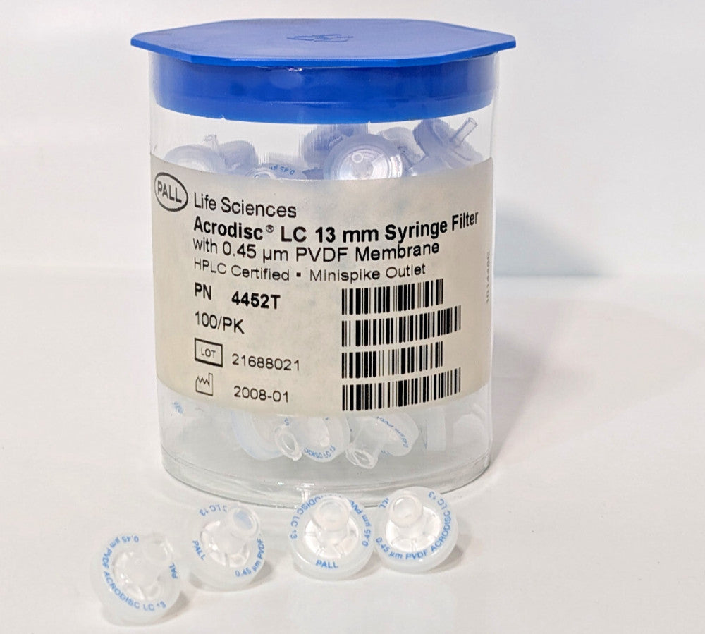Pall Life Sciences 4452T Acrodisc LC 13mm Syringe Filters, 0.45 µm PVDF Membrane