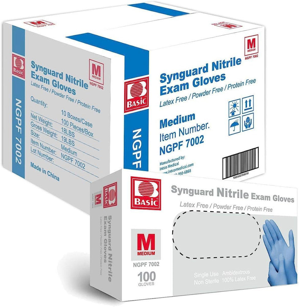 Medical Blue Nitrile Exam Gloves - Latex-Free & Powder-Free - NGPF-7002 (Case...