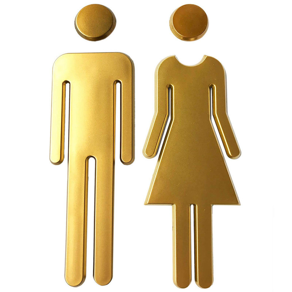 7.8" Golden Matte Acrylic Unisex Bathroom Sign with Adhesive Backing Funny