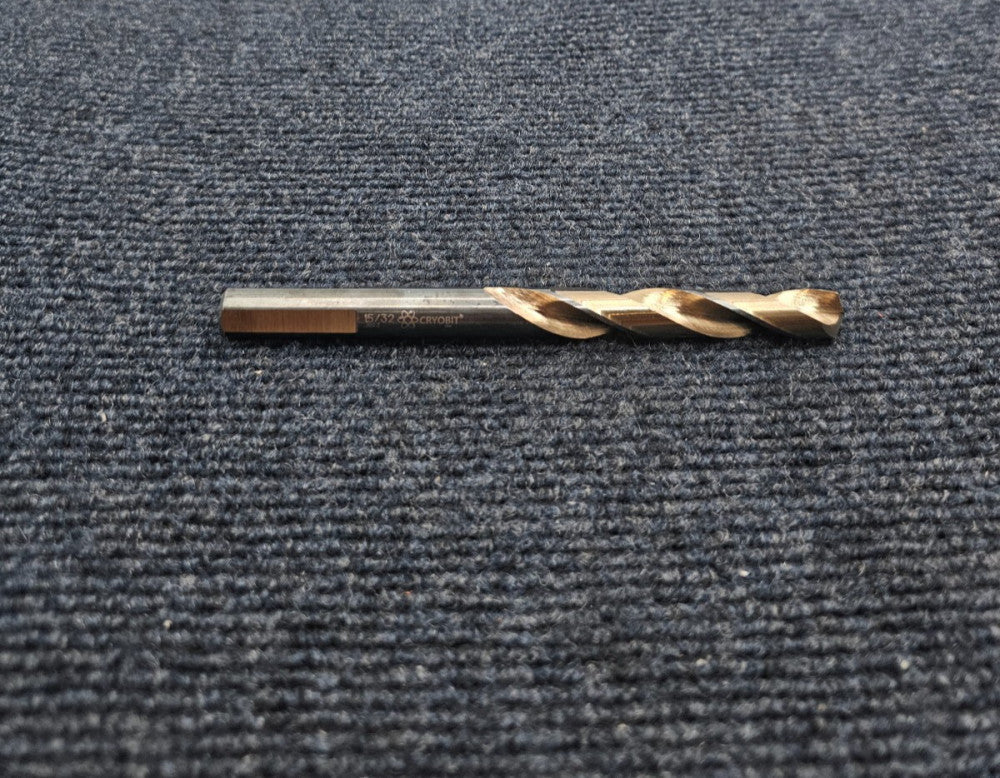 ( QTY 2 ) CRYOBIT J1193: 15/32" Maintenance Drill Bit w/ Flats Oxide Coating