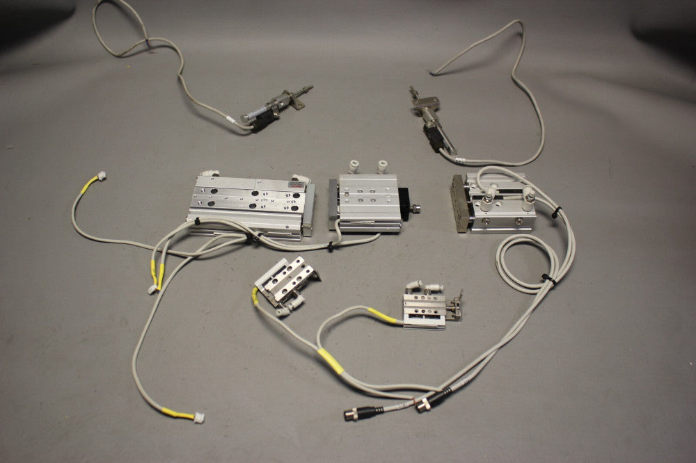 LOT OF 7 REXROTH & SMC PNEUMATIC CYLINDERS/SLIDES