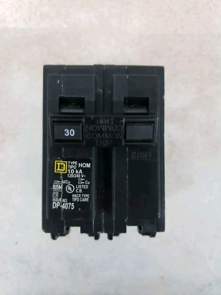 1) New Take Out Square D HOM230 2P 30A 120/240VAC Plug On Circuit Breaker W#