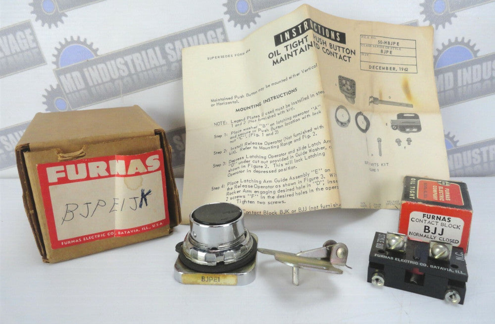 FURNAS - BJPE Black - Oil Tight Push Button w/ BJJ Contact Block (NEW in BOX)