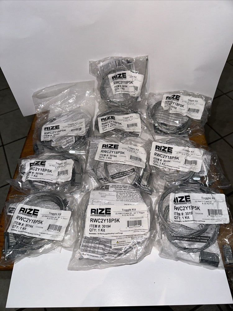 10 RIZE 5 Ft 18” Y-TOGGLE LIGHT FIXTURE CABLE HANGING KITS RWC2Y18P5K 30194