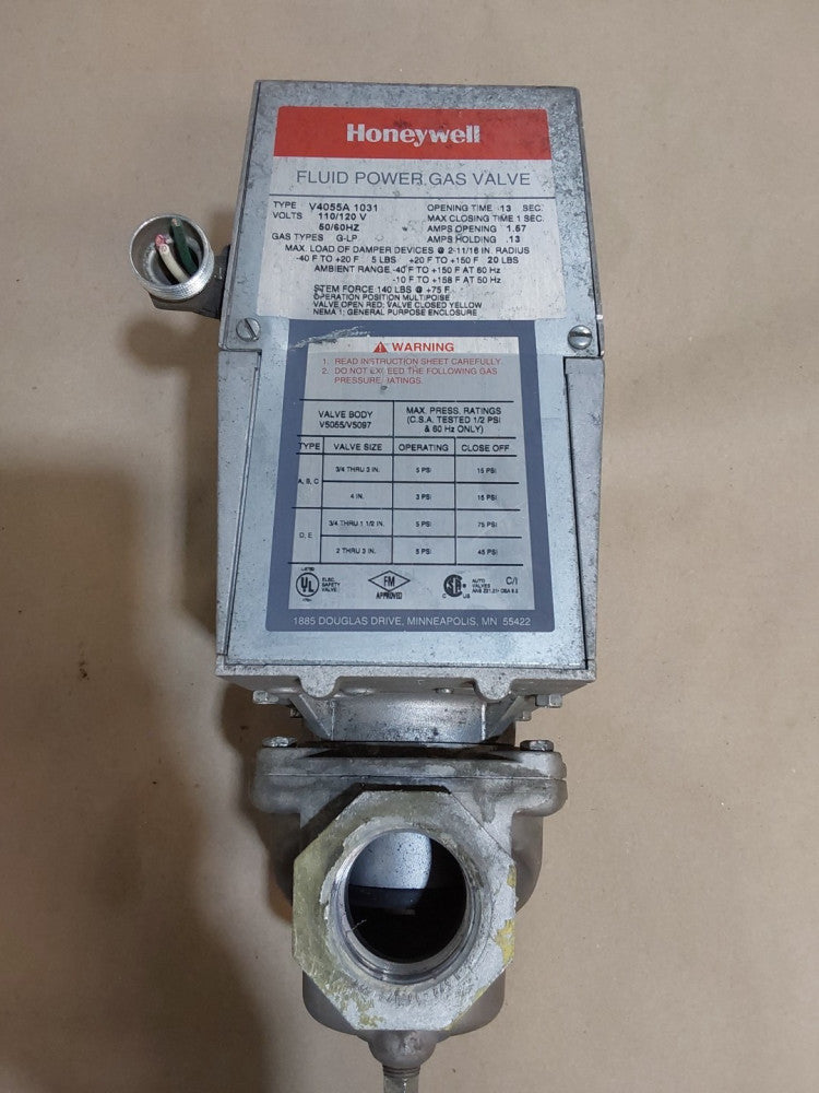 Honeywell V4055A 1031 Fluid Power Gas Valve 110/120V 50/60 & V5055A 1020...O13