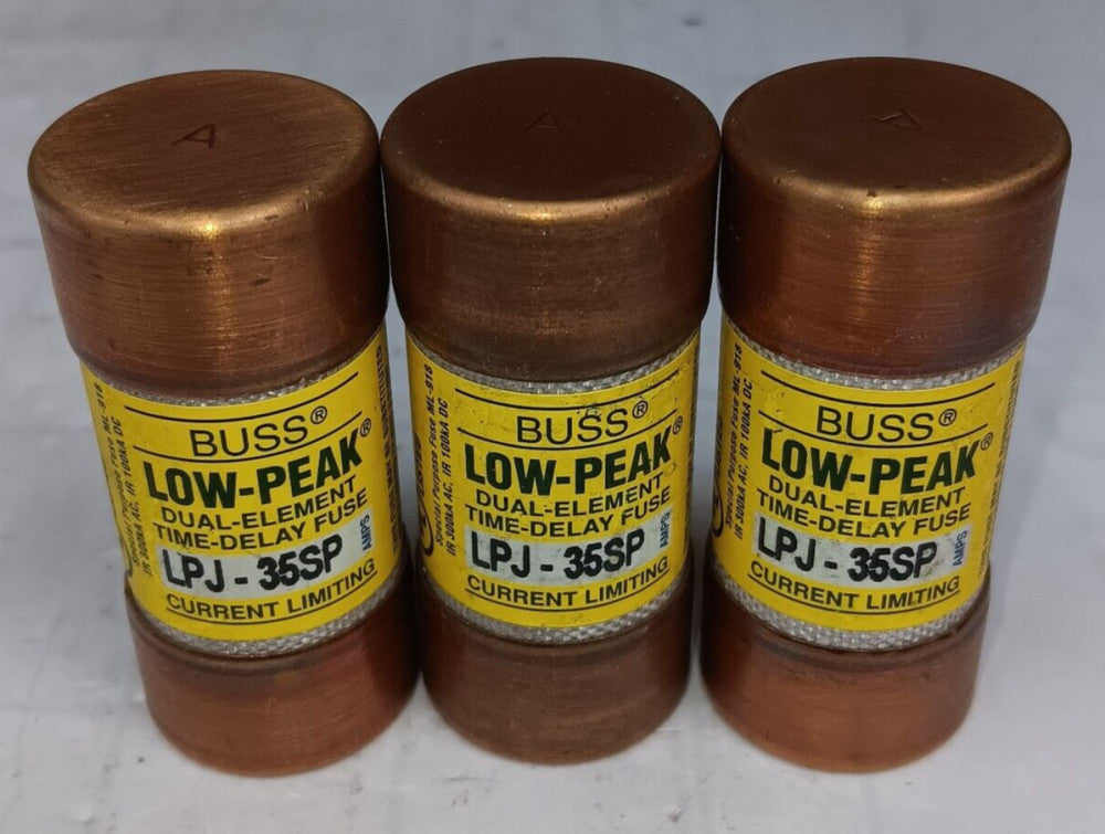 LOT OF 3) NEW BUSSMAN 35 AMP FUSE CLASS J 600 VAC LPJ-35SP