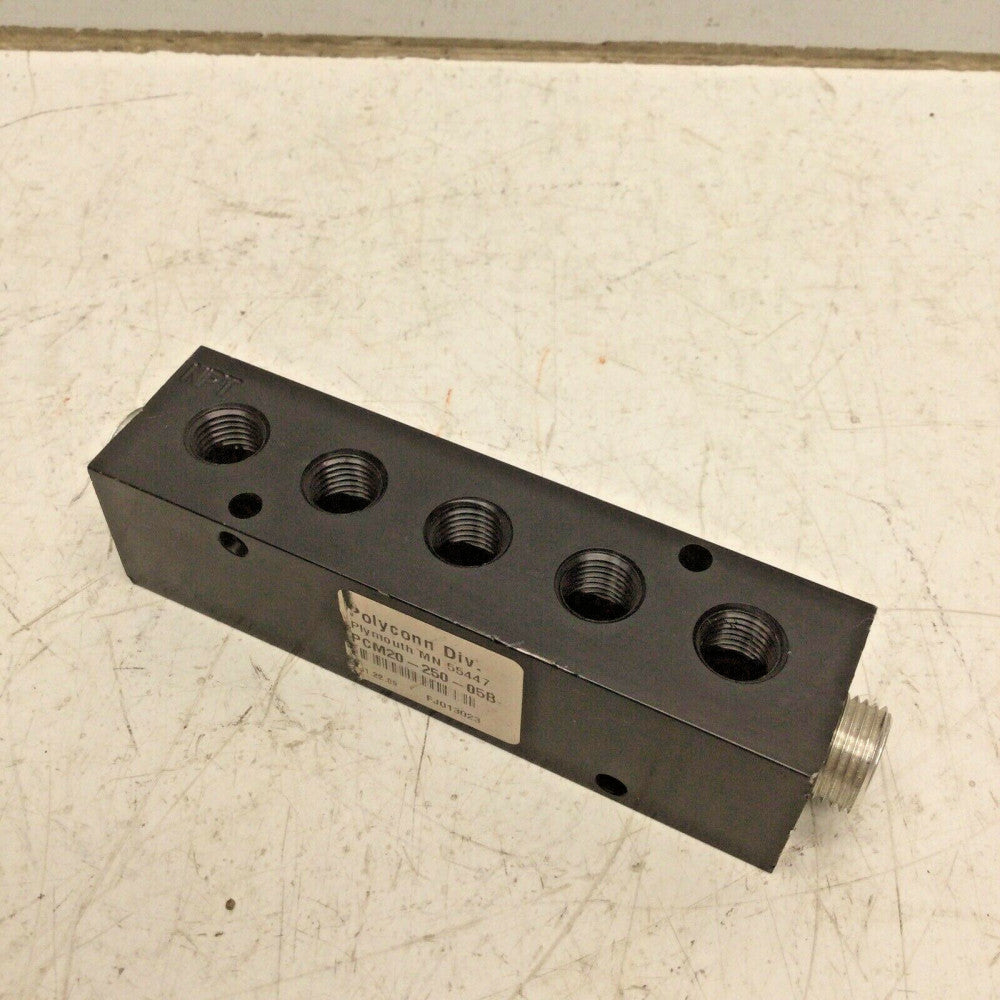 Polyconn PCM20-250-05B Manifold, 3/8" NPT Female x 1/4" NPT Female, 5 Stations