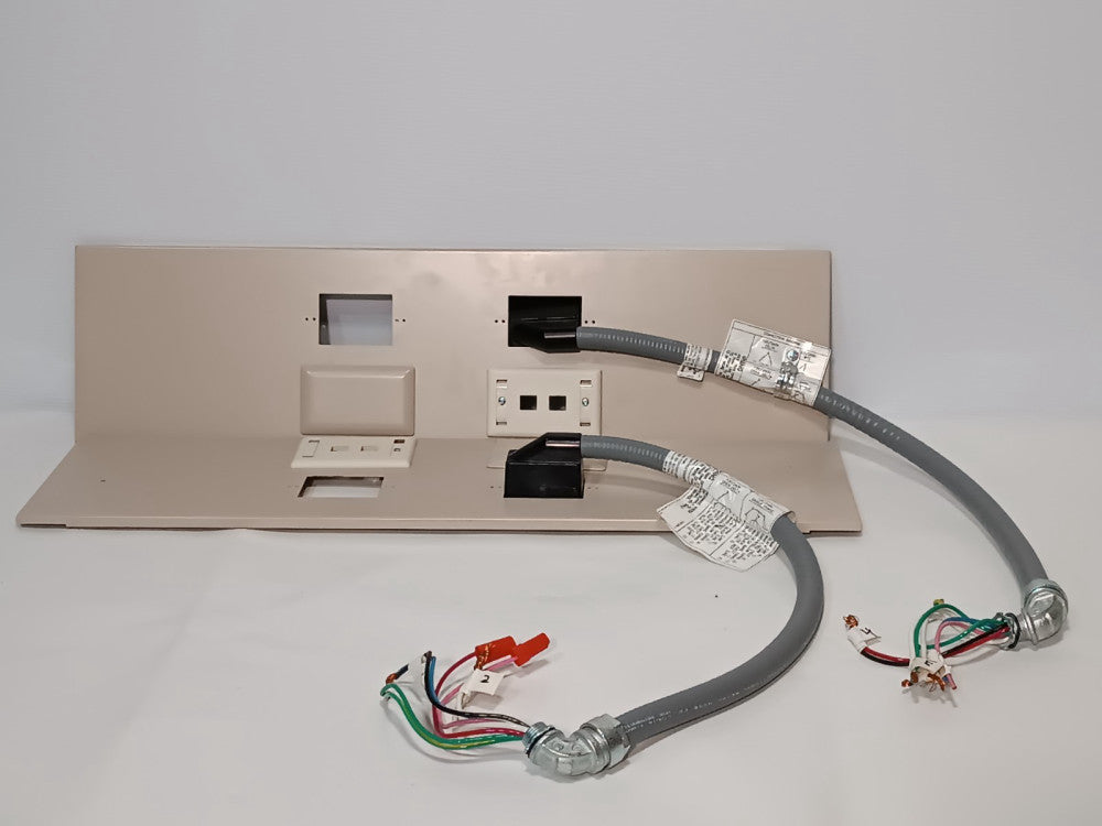 Lot of 2: Office Furnishings System Panel Assys w/ 1-Gang Jack Plates, Conduits