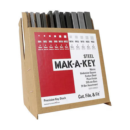 Zoro Select Disp-Ksm031 Key Stock Assortment, Steel, Plain, 31 Pieces