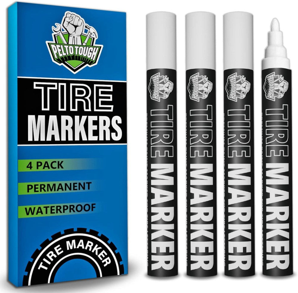 White tire Paint Marker for Car Tire Lettering - 4 Pack - Permanent Tire...