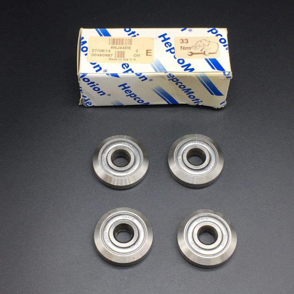 HepcoMotion RSJ34DE Studded Wheel V Rail Bearing, 10mm Bore Lot of 4