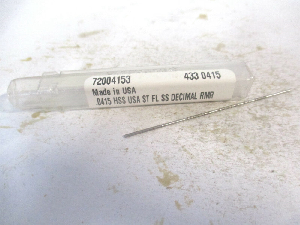 (433-0.0415) 0.0415" x 1/2" x 2-1/2" Straight Shank HSS 4-Flute Chucking Reamer