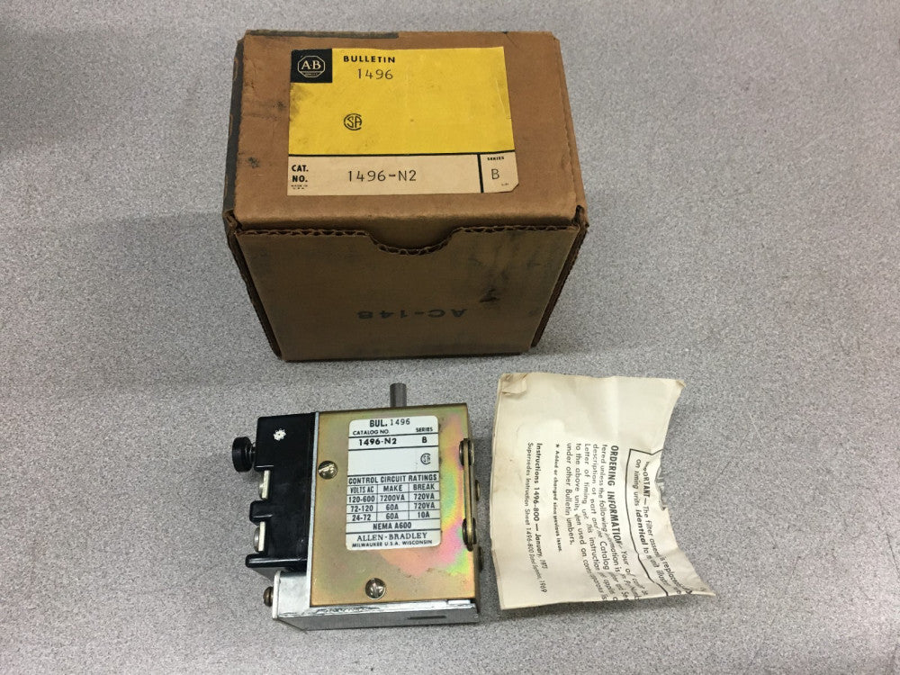 NEW IN BOX ALLEN BRADLEY PNEUMATIC TIMER 1496-N2 SERIES B