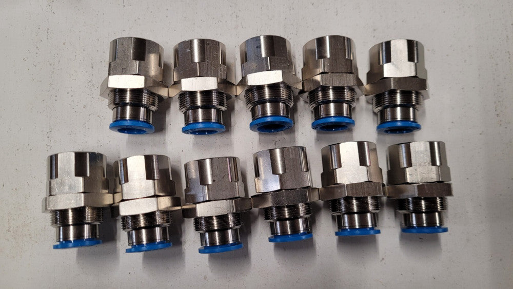 Lot of 11 Festo QSSF-1/2-12-B Bulkhead Push in Fittings G1/2x12mm Pneumatic