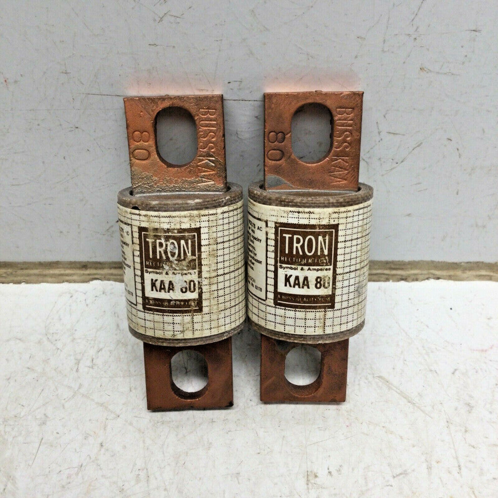 BUSSMANN BUSS TRON KAA 80 RECTIFIER FUSE 80 AMP 130V (LOT of 2)