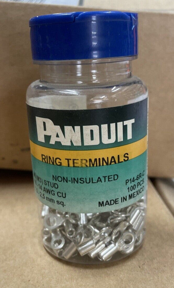 lot of 3 Panduit P14-6R-C Non-Insulated Ring Terminals, 16-14 AWG CU -