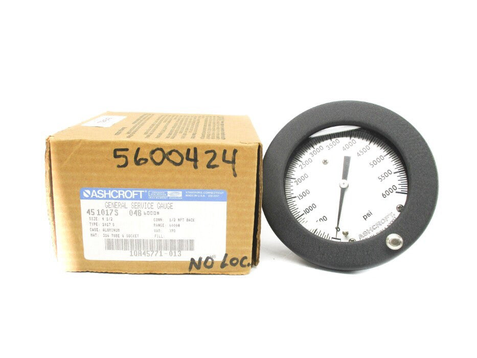 ASHCROFT 451017S04B6000# 0-6000PSI NSMP
