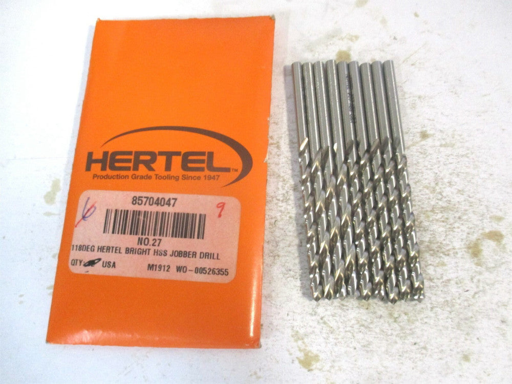 (85704047) #27 1-7/8" x 3" OAL 118° High Speed Steel Jobber Drill - Pack of 9