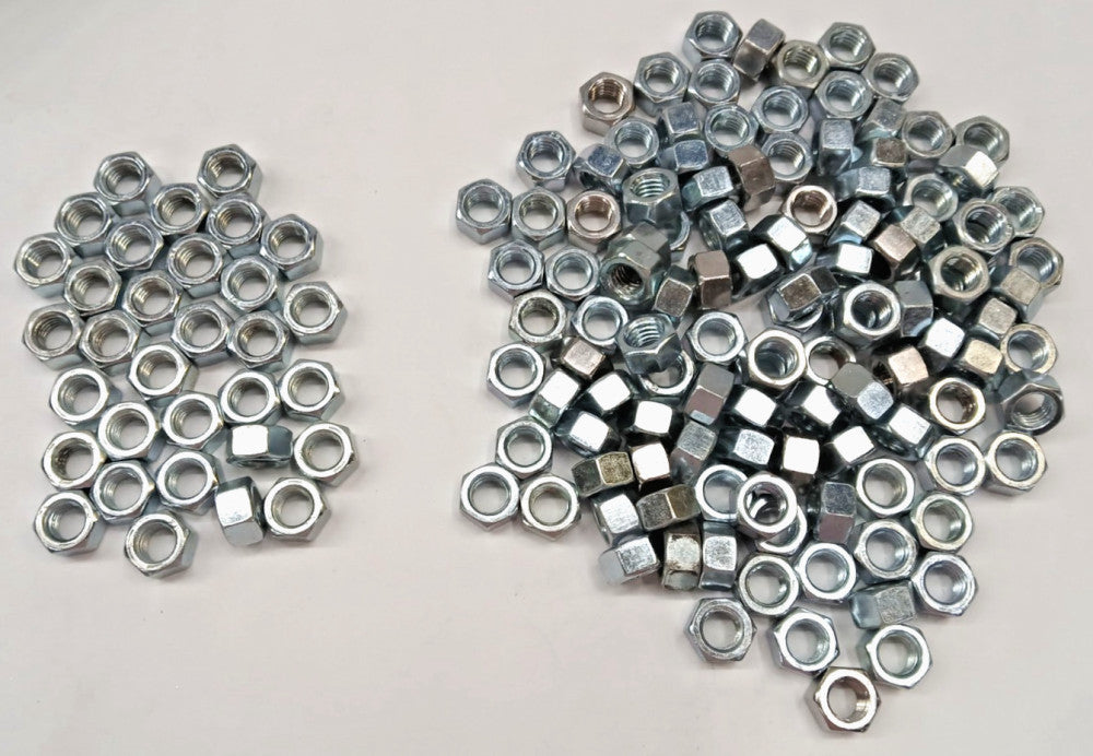 HEX JAM NUT ASSORTED LOT OF 147 MEDIUM CARBON ZINC STEEL