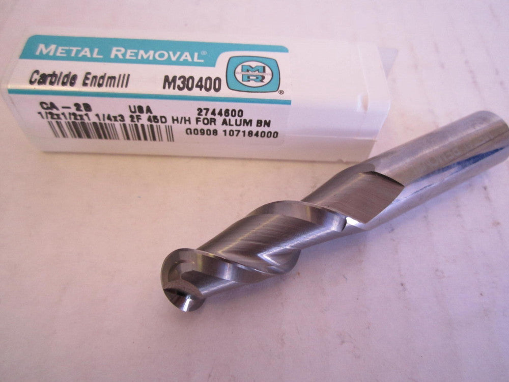 Metal Removal (M30400) 1/2" x 1/2" x 1-1/4" x 3" OAL 2-Flute Ball Nose Endmill