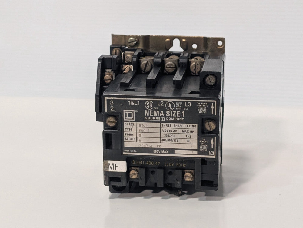 Square D 8702SCO8 Reversing Contactor, Ser. A, NEMA Size 1, 3PH 575vac 10hp