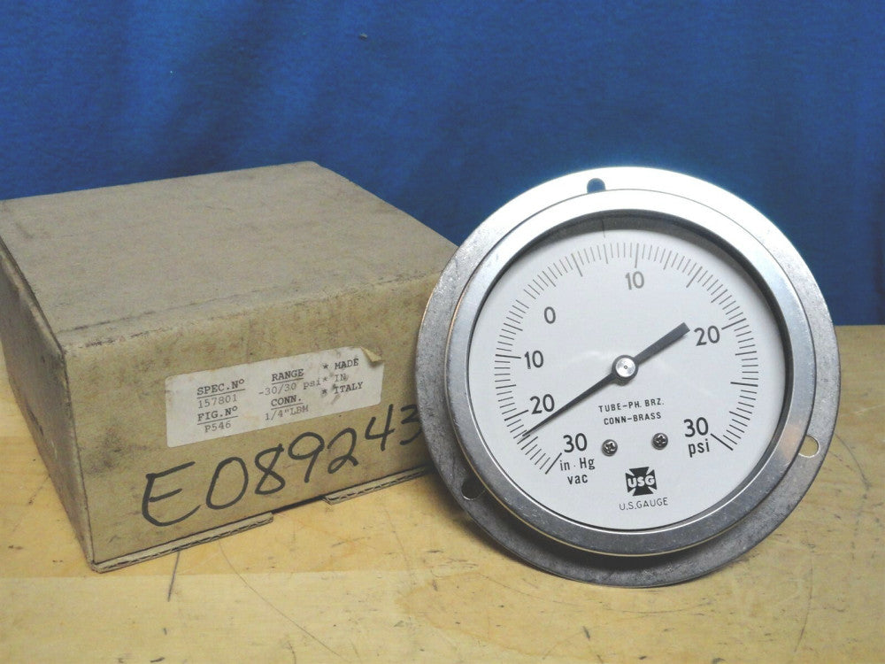 USG - PRESSURE GAUGE - TUBE-PH BRZ. CONN-BRASS - PSI 0-30 - NEW IN THE BOX