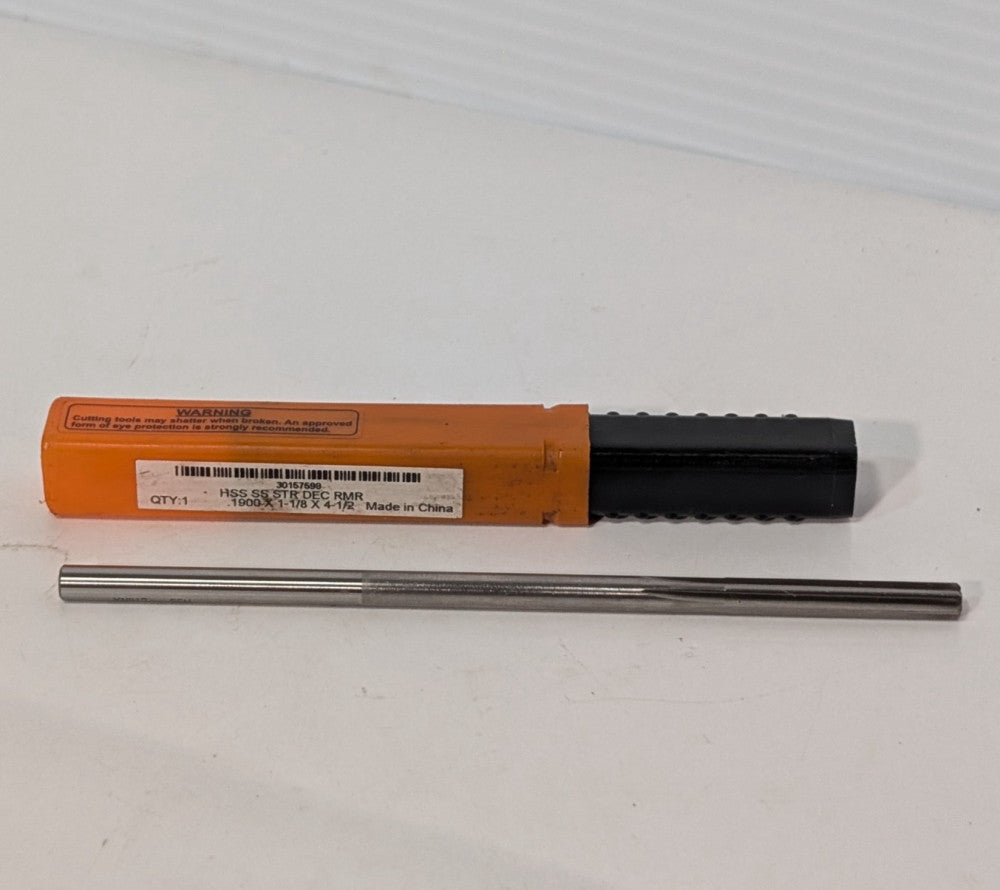 Hertel High Speed Solid Steel Straight Shank Decimal Reamer, .1900x1-1/8x4-1/2