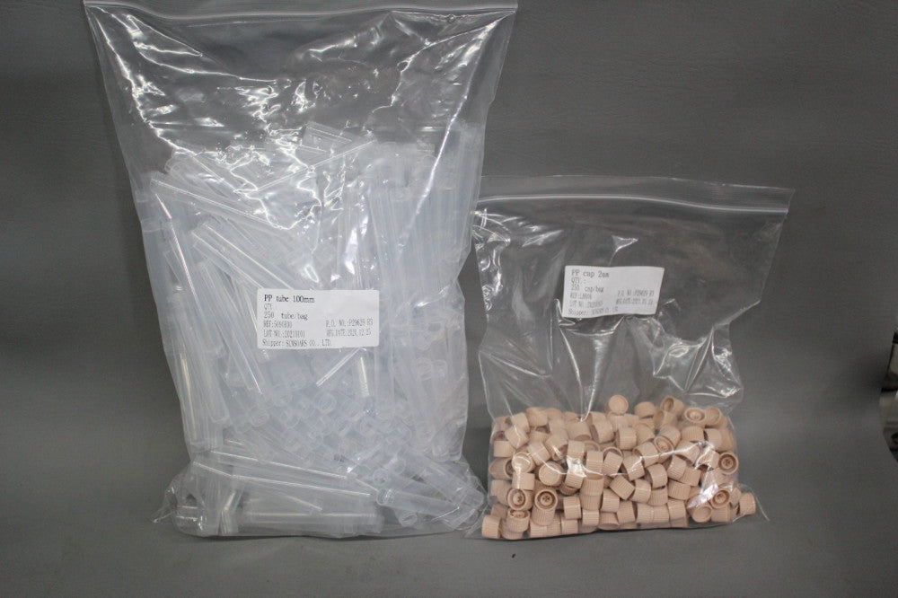 500 NEW SUNSOARS PP 100mm COLLECTION TUBES WITH CAPS TEST