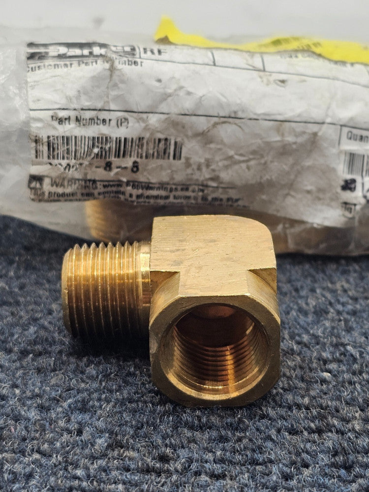 (QTY 6) PARKER 2202P-8-8 1/2" 90° Extruded Street Elbow FNPT x MNPT