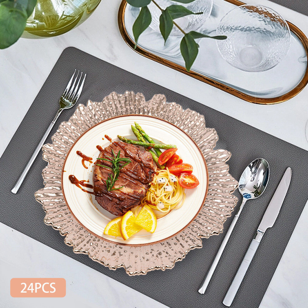 24pcs Charger Plates Set Round Plastic Reef Plate Chargers For Dinner Plates
