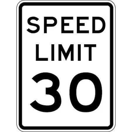 Lyle R2-1-30-18Ha Speed Limit 30 Traffic Sign, 24 In H, 18 In W, Aluminum,