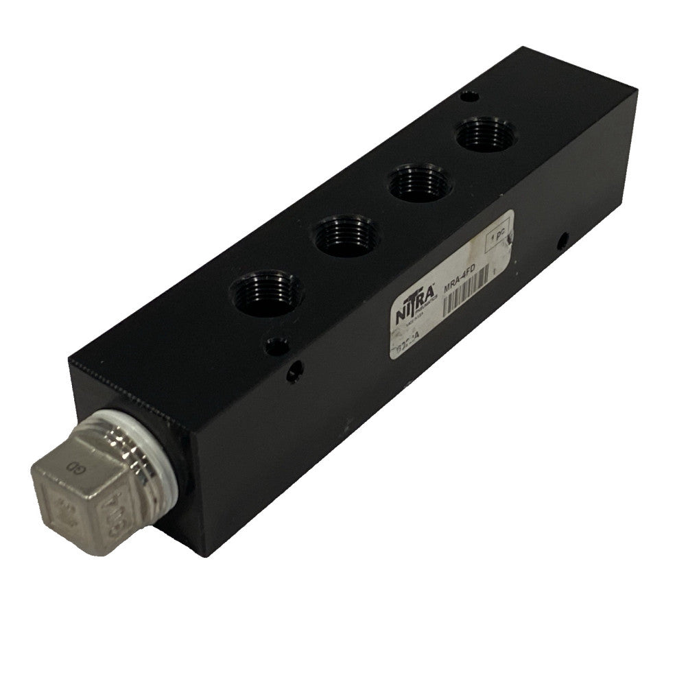 Nitra MRA-4FD Pneumatic Valve Manifold Aluminum Black, 4 Station