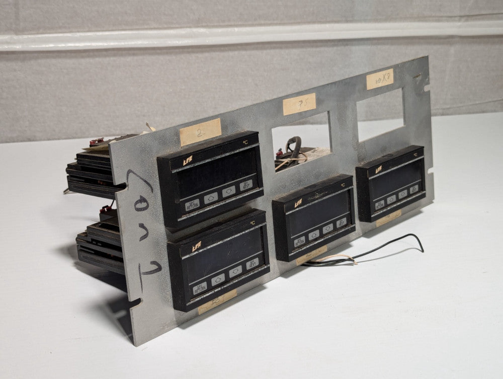 Lot of 4 LFE 4500 digital panel meters with panel as shown, T/C K