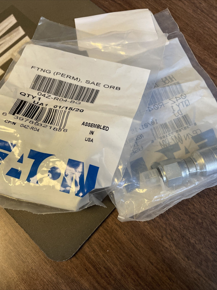 (2) NEW EATON 04Z-R04-BG CRIMP HOSE FITTING