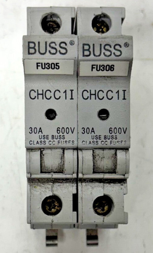 BUSS FUSE BLOCK W/ HOLDER CAT. NO CHCC1I 200000AMP RATING WIRE RANGE #8-18AWG