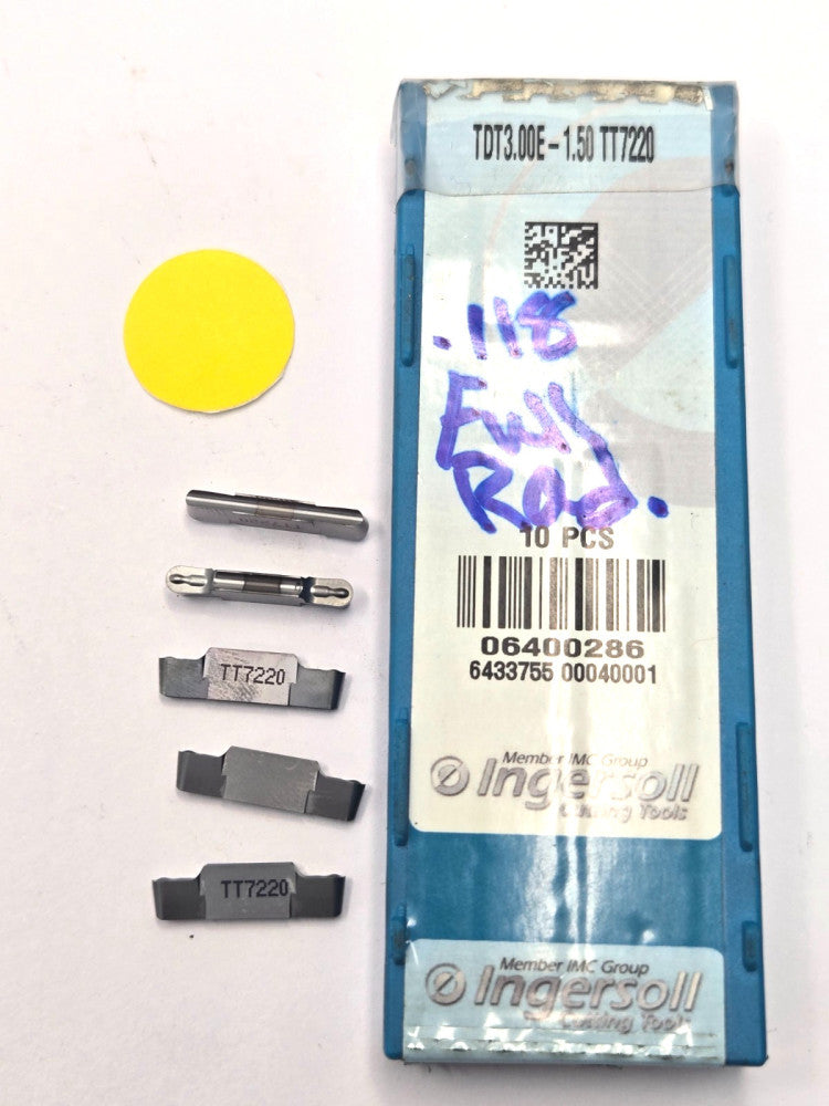 INGERSOLL*TDT3.00E--1.50 TT7220*CARBIDE GROOVING INSERT******LOT OF 5