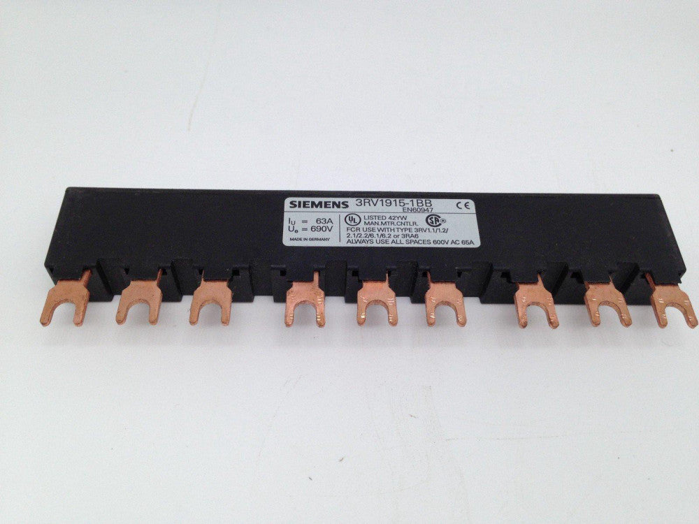 SIEMENS 3RV1915-1BB NEW SIEMENS BUSBAR 3LINE SIDE FEEDER 3PH COMB 45MM PITCH PN